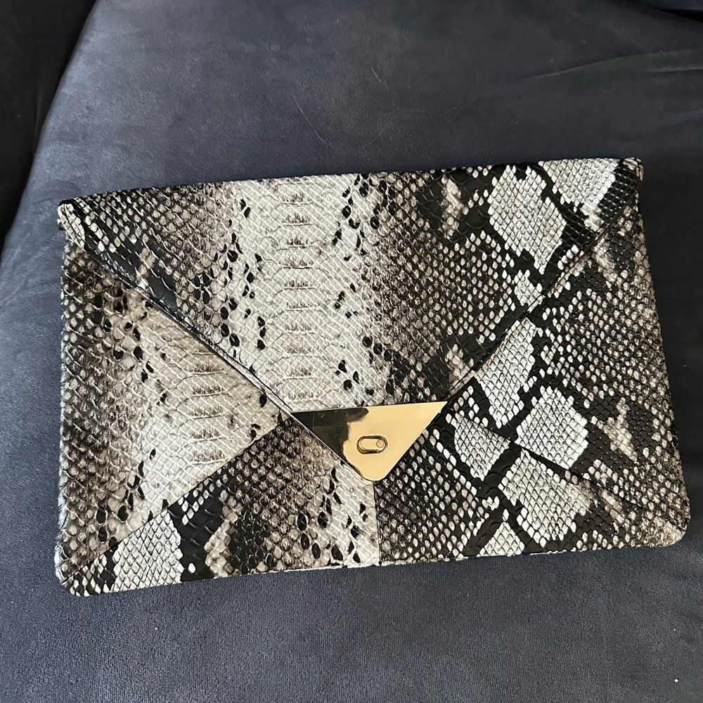 Snake skin clutch purse